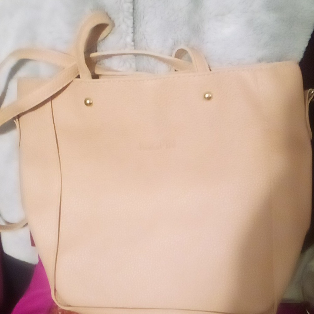 Tote bags lot of 3. 2 are cream and one is peach